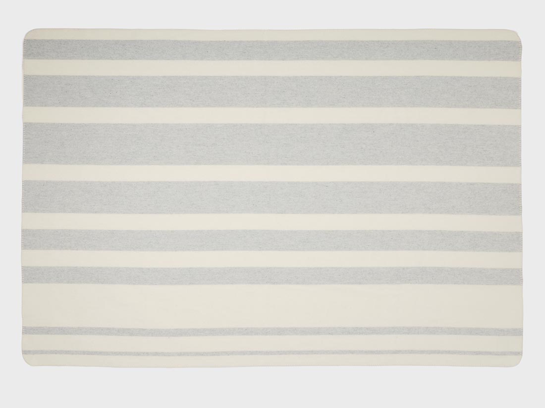 Merinowollen deken stripe natural/grey 150x220