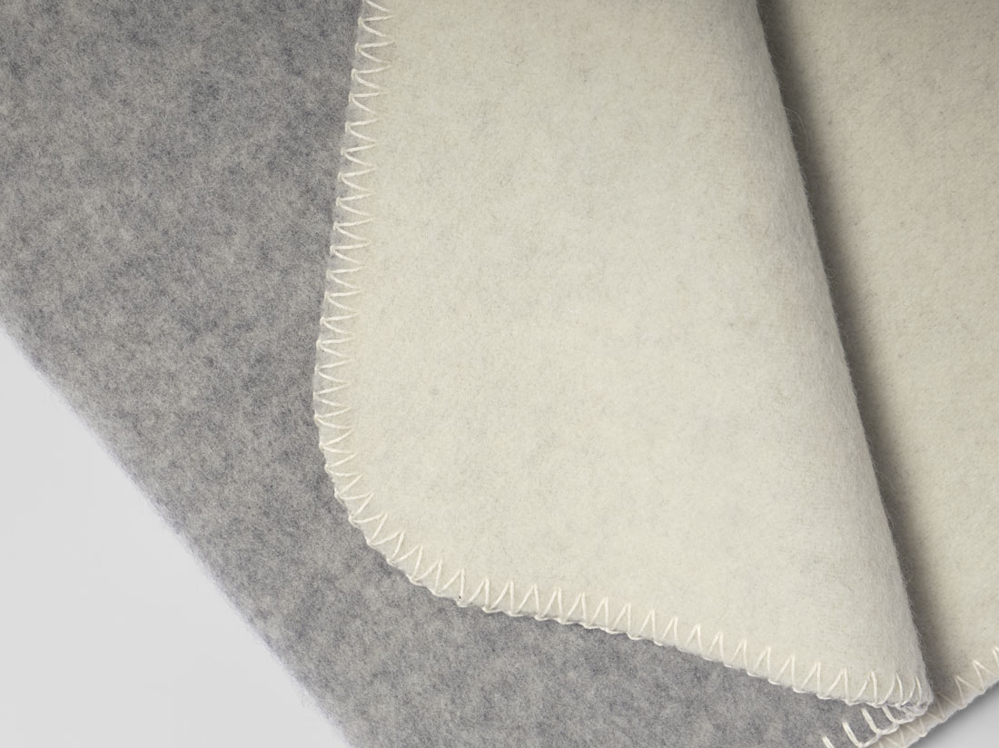 Filt i merinoull grey melange 150x220