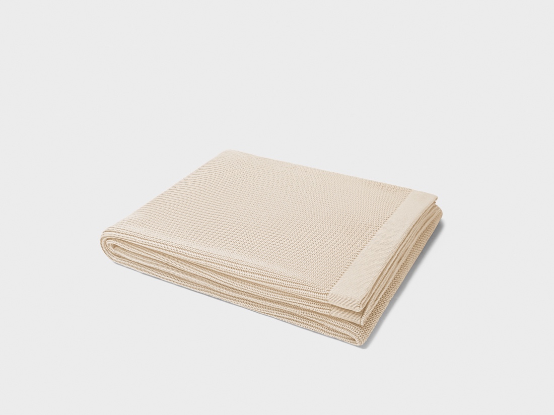 Couverture en coton côtelé blanc chaud 150x210