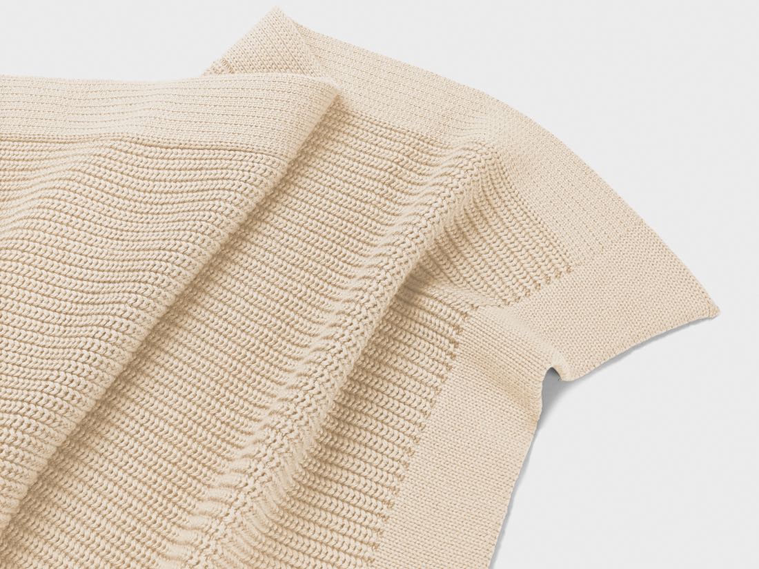 Couverture en coton côtelé blanc chaud 150x210