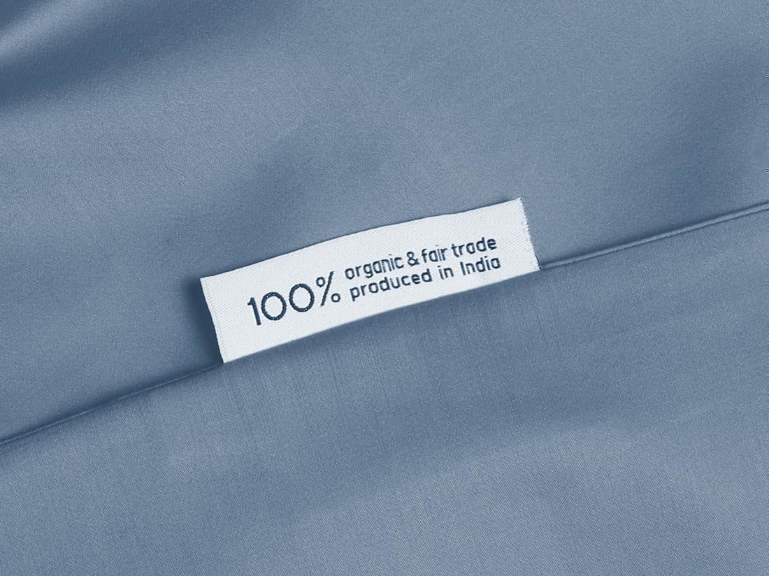 Påslakanset bomullssatin faded blue