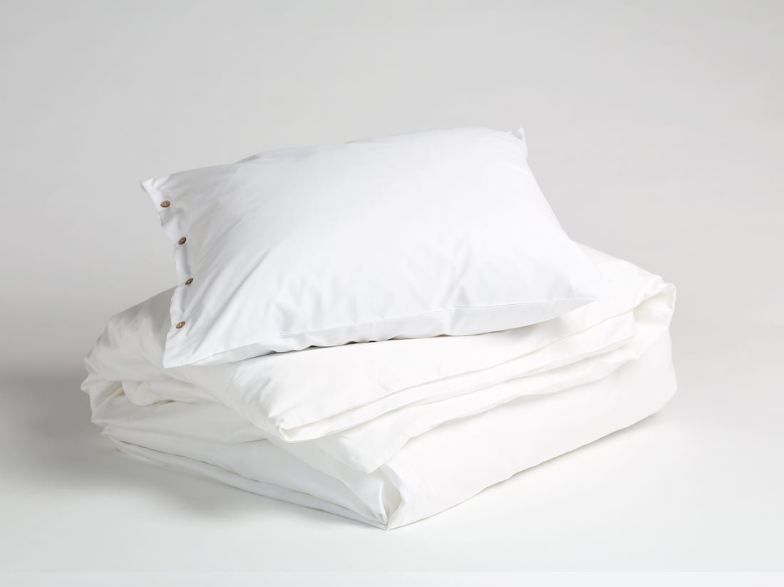 Perkal-Bettwäsche Pure White mit Knöpfen