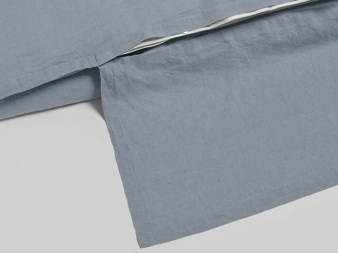 Parure de lit lin lavé bleu crépuscule