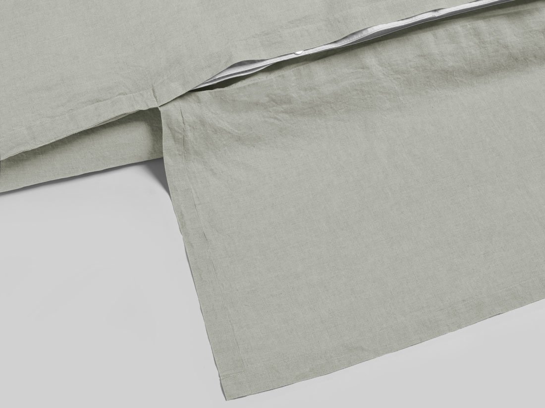 Parure de lit lin lavé vert brumeux