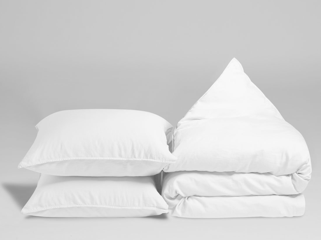 Bettwäscheset Gewaschener Baumwollsatin White