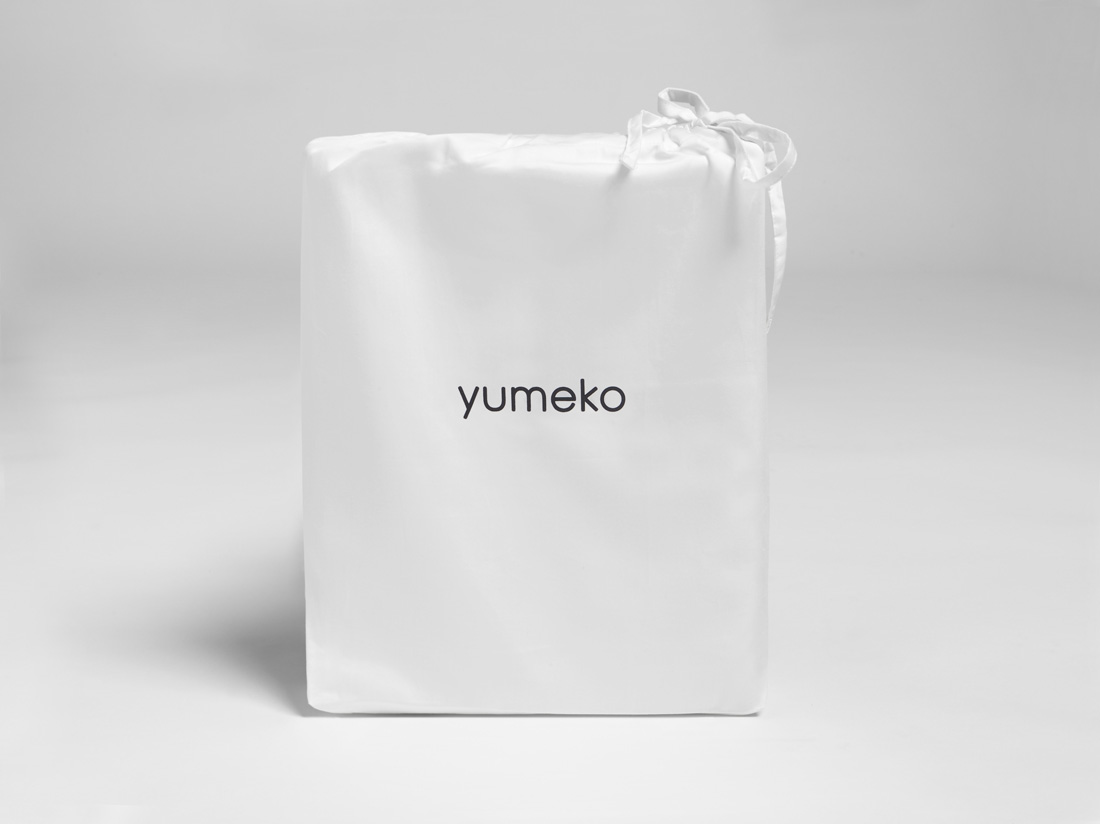 Parure de lit satin de coton double face blanc/sable