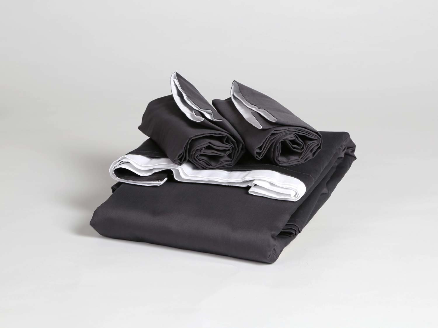 Satin-Bettwäsche Anthracite/White