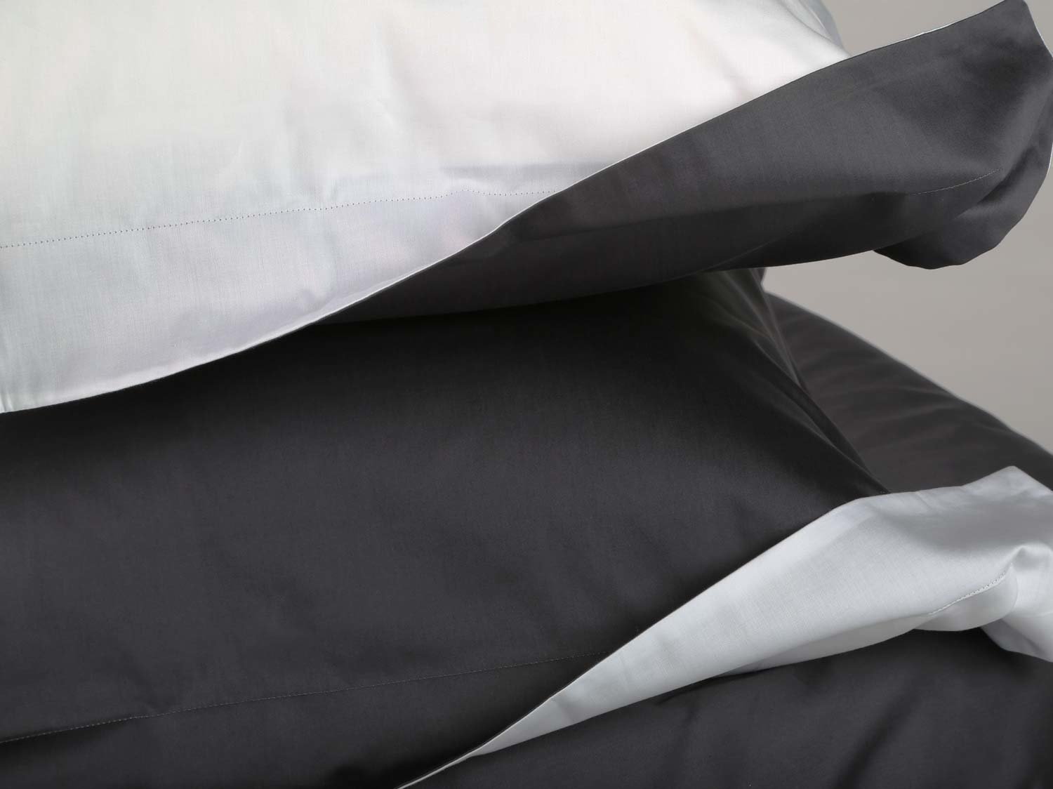 Satin-Bettwäsche Anthracite/White