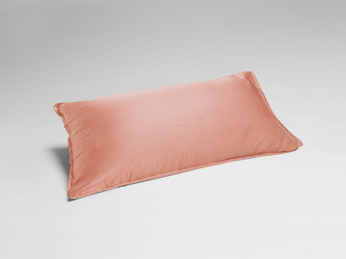 Taie d'oreiller satin de coton lavé pink