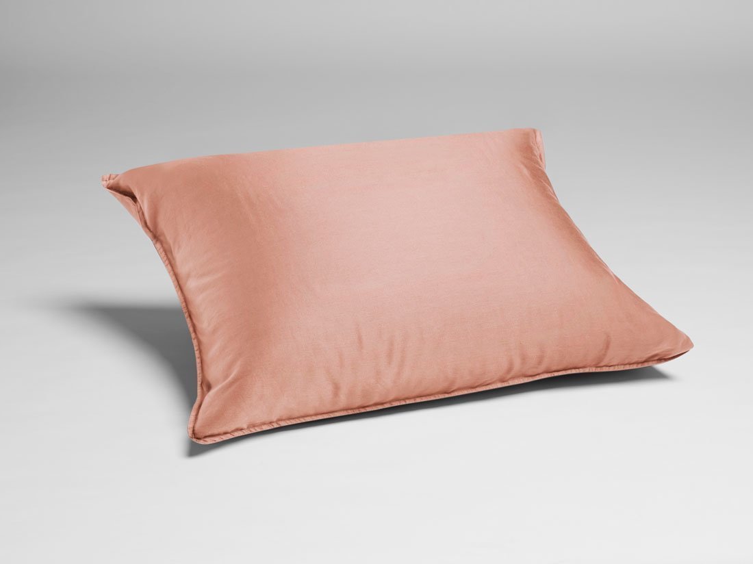 Taie d'oreiller satin de coton lavé pink
