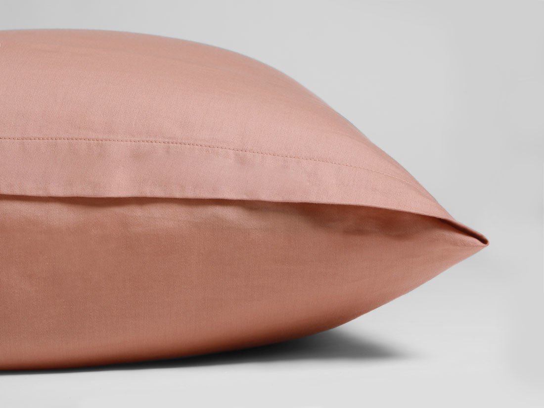 Taie d'oreiller satin de coton lavé pink