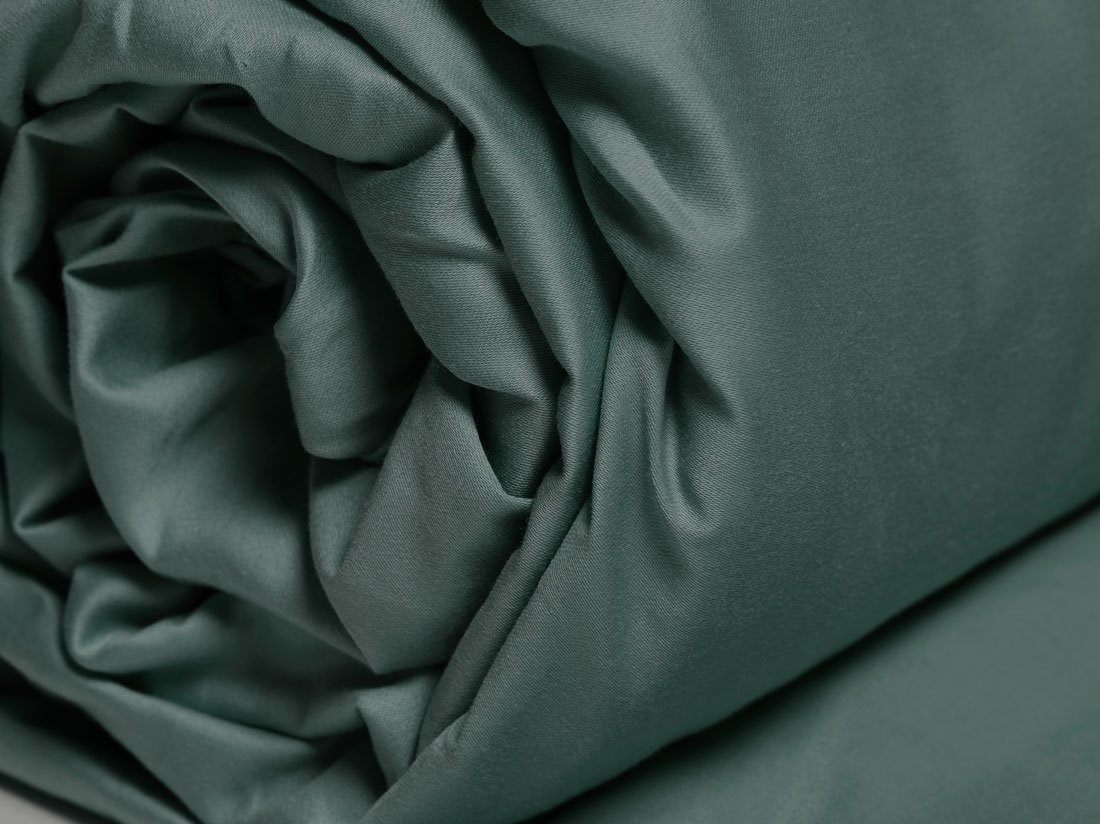Hoeslaken katoen satijn deep green