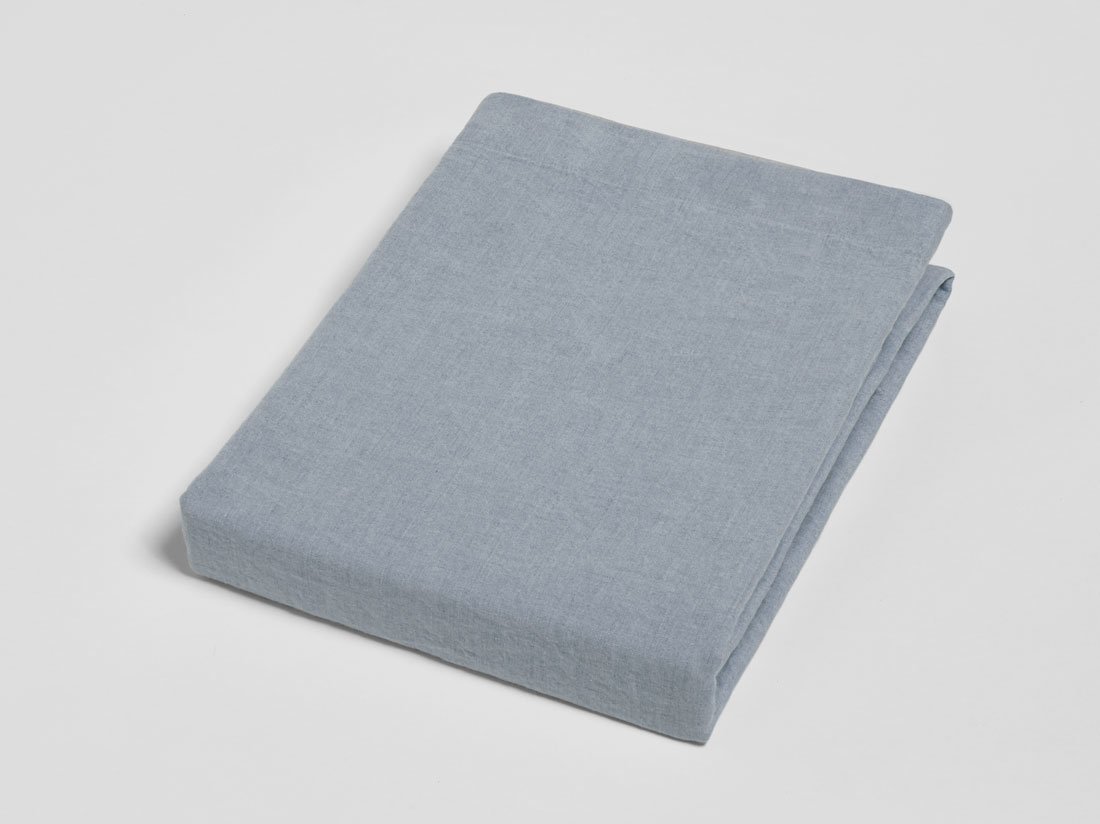 Hoeslaken gewassen linnen dusk blue