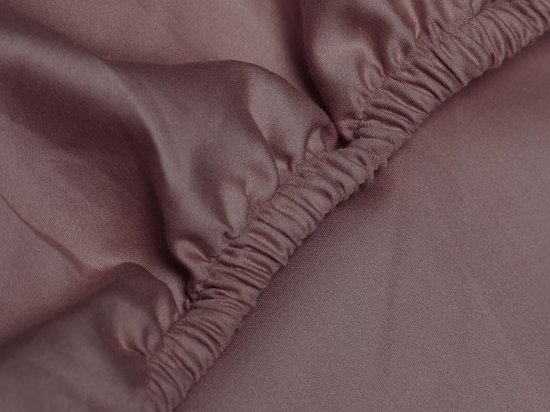 Hoeslaken katoen satijn rose brown