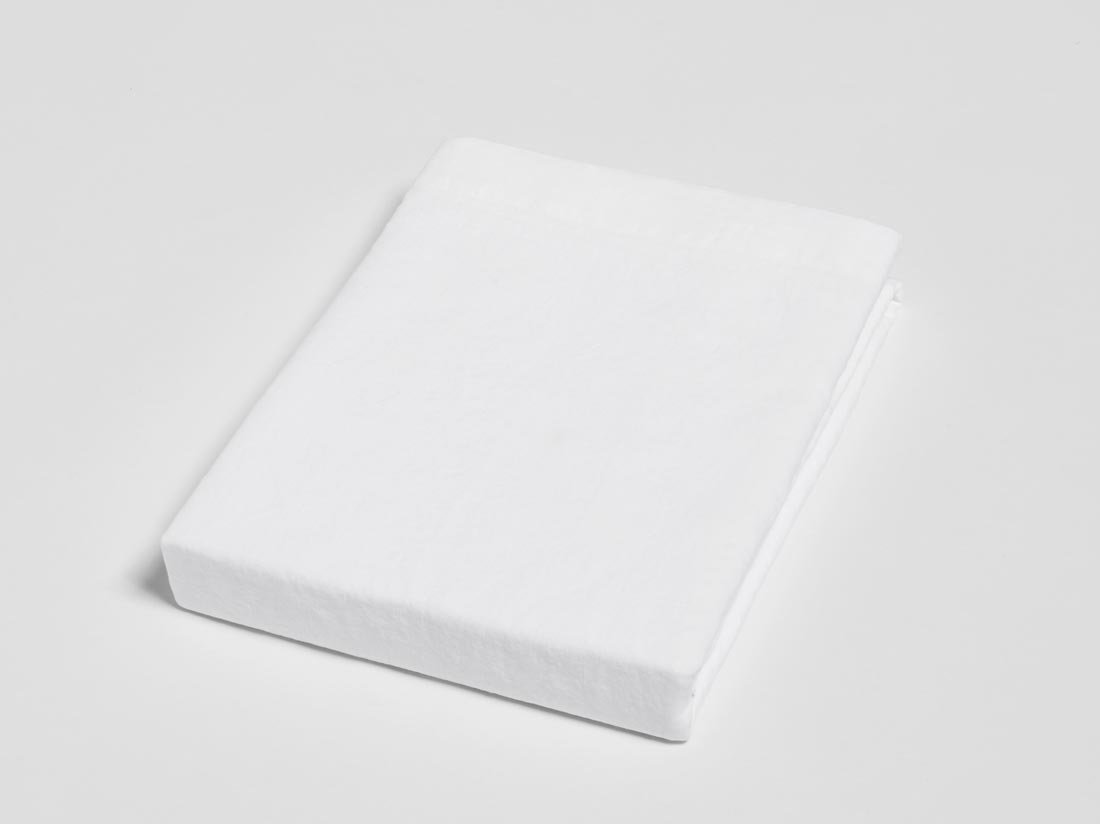 Hoeslaken gewassen linnen pure white