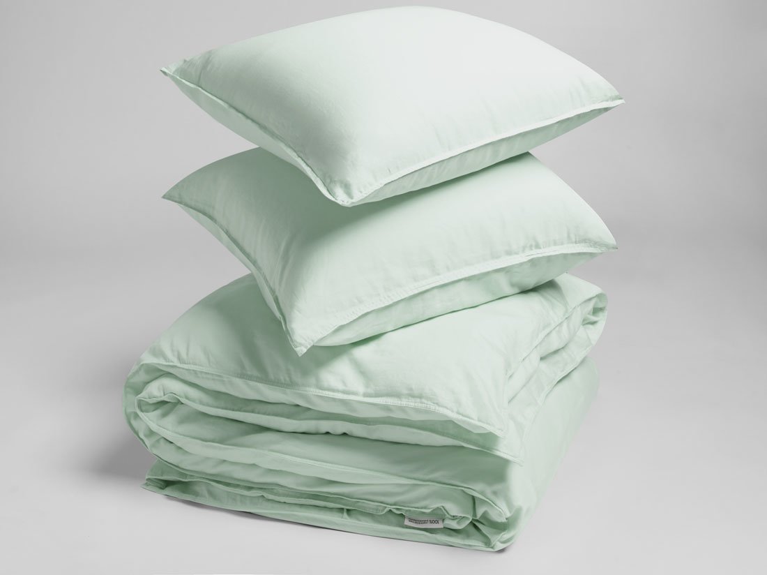 Bettwäscheset Gewaschener Baumwollsatin Mineral Green