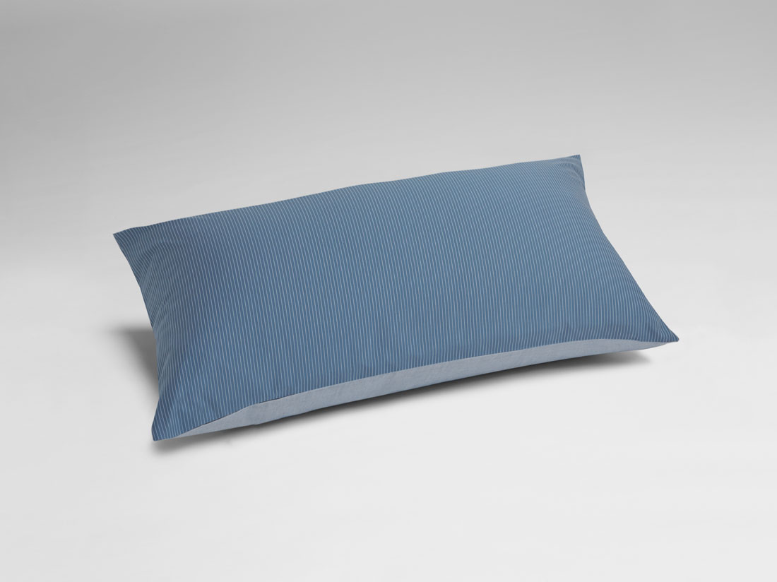 Kissenbezug TENCEL™ Doubleface Blue Stripe/Blue Chambray