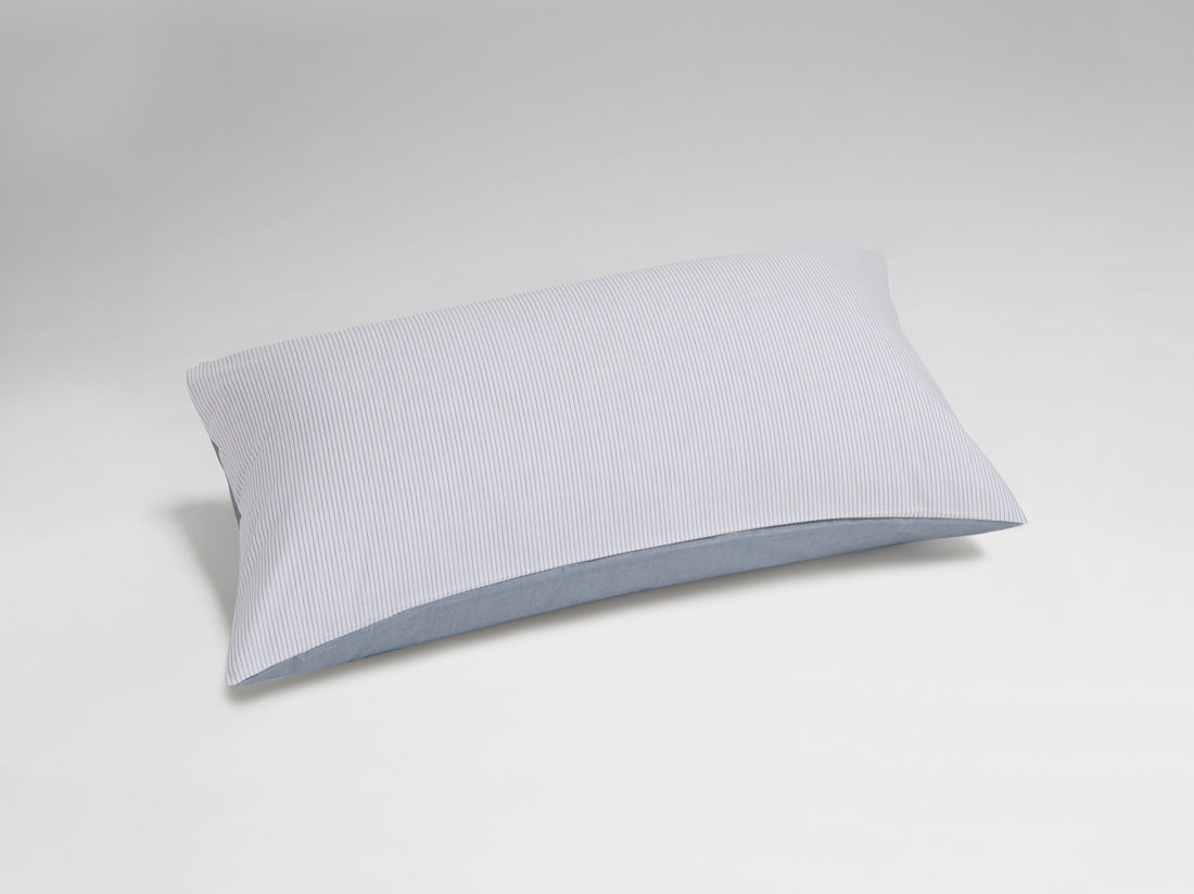 Kissenbezug TENCEL™ Doubleface White Stripe/Blue Chambray