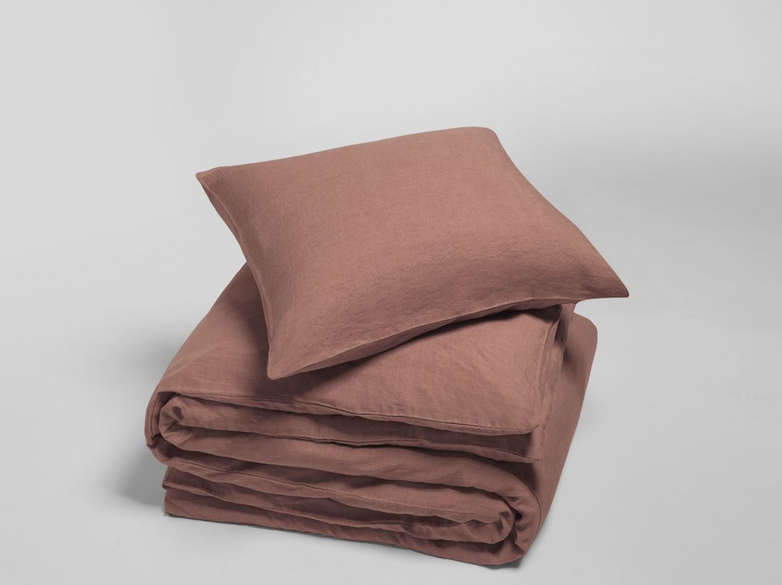 Dekbedovertrek gewassen linnen clay rose