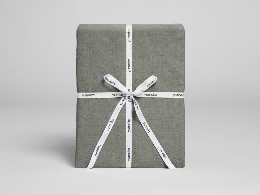 Dekbedovertrek gewassen linnen stone green