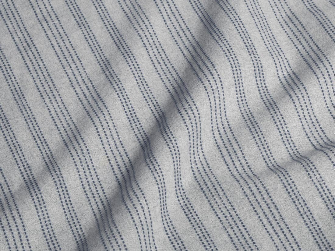 Pudebetræk bomuldsflonel grey/blue stripe
