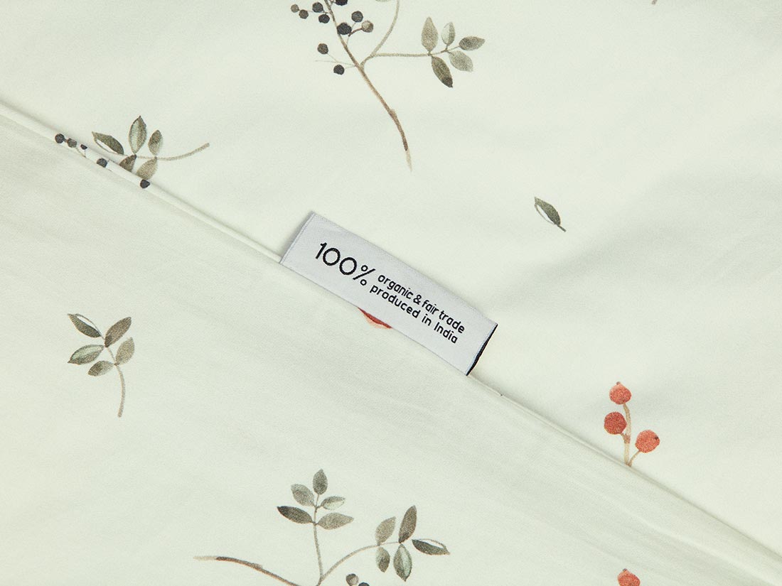 Kinderdekbedovertrek katoen satijn little deer light green