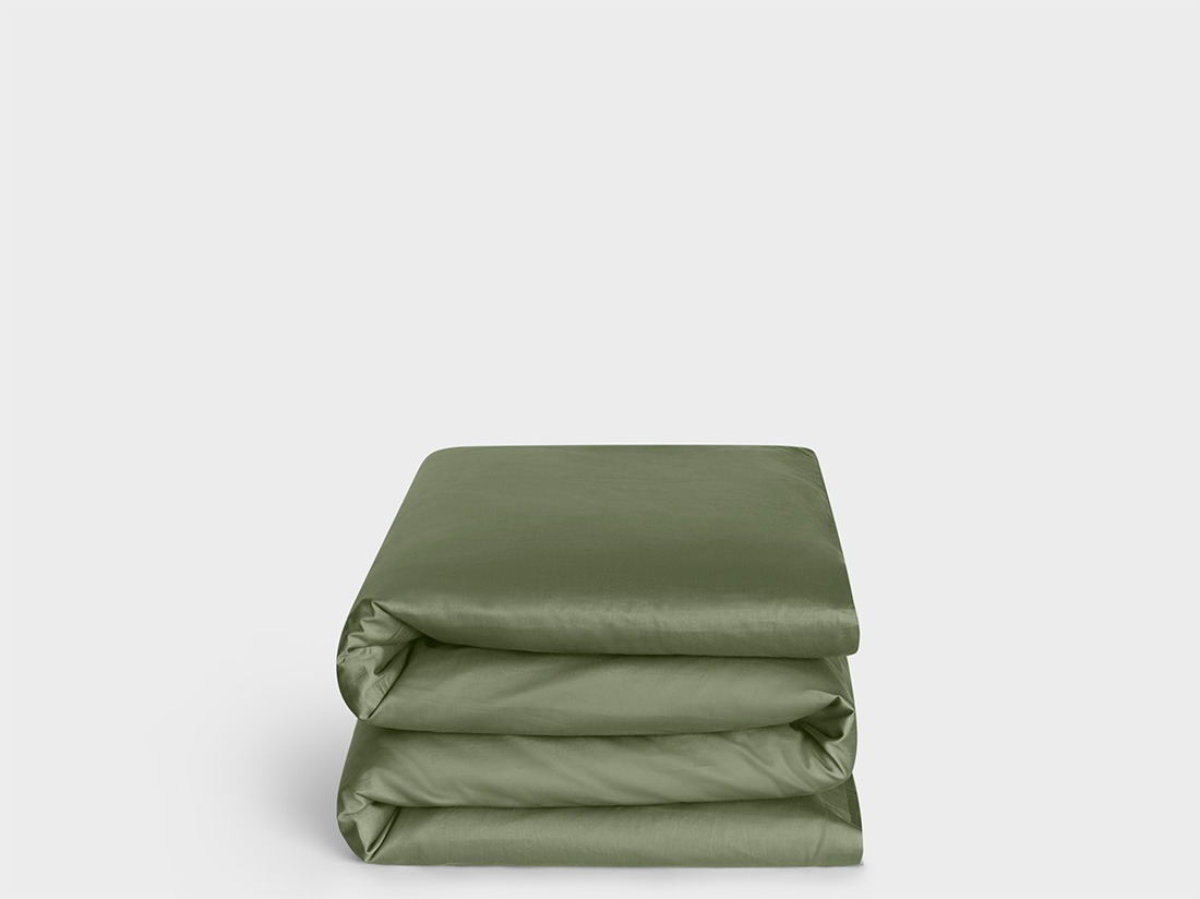 Juniordynebetræk bomuldssatin mid olive