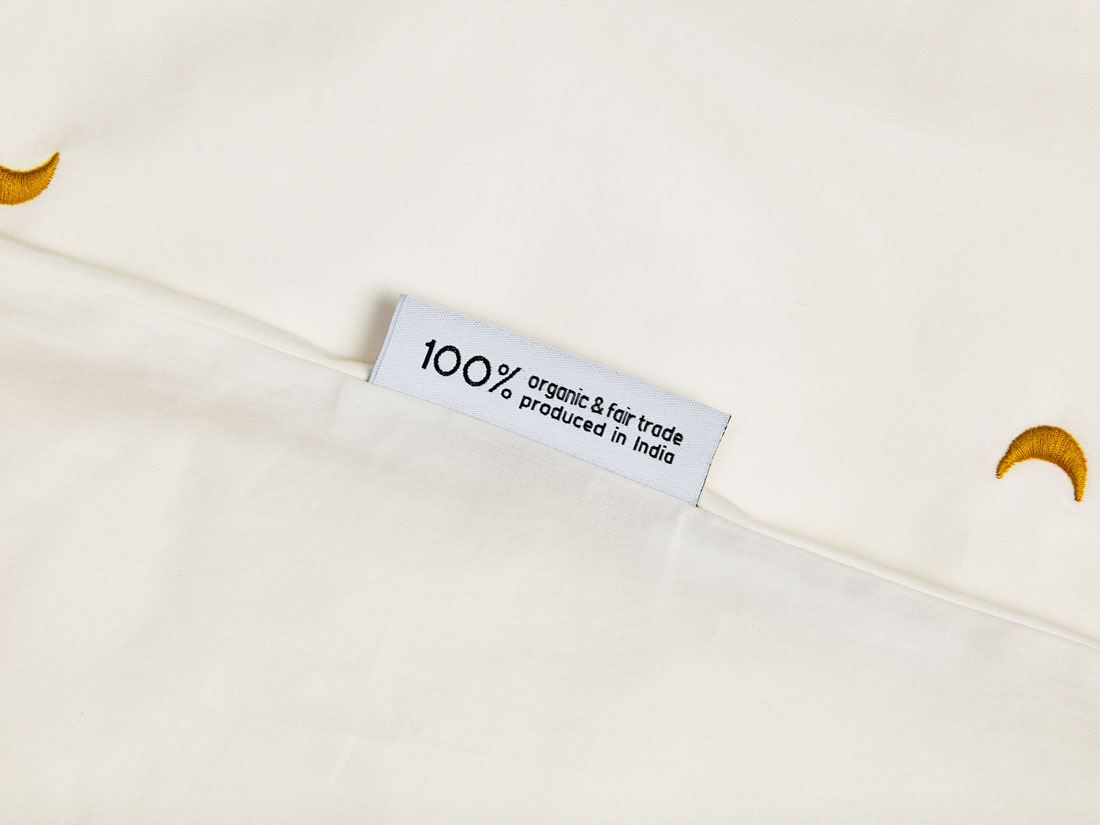 Dekbedovertrek katoen satijn warm white/ochre moon