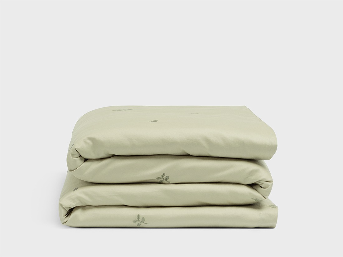 Kinderbettwäsche Baumwollsatin Light Olive Botanical