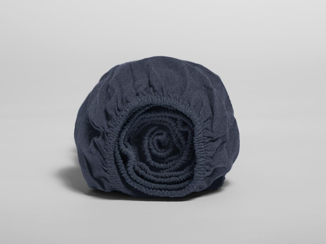 Drap-housse enfant jersey bleu indigo