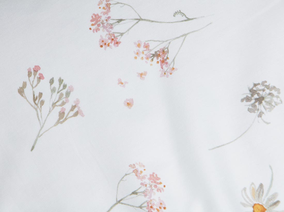 Taie d'oreiller satin de coton fleurs