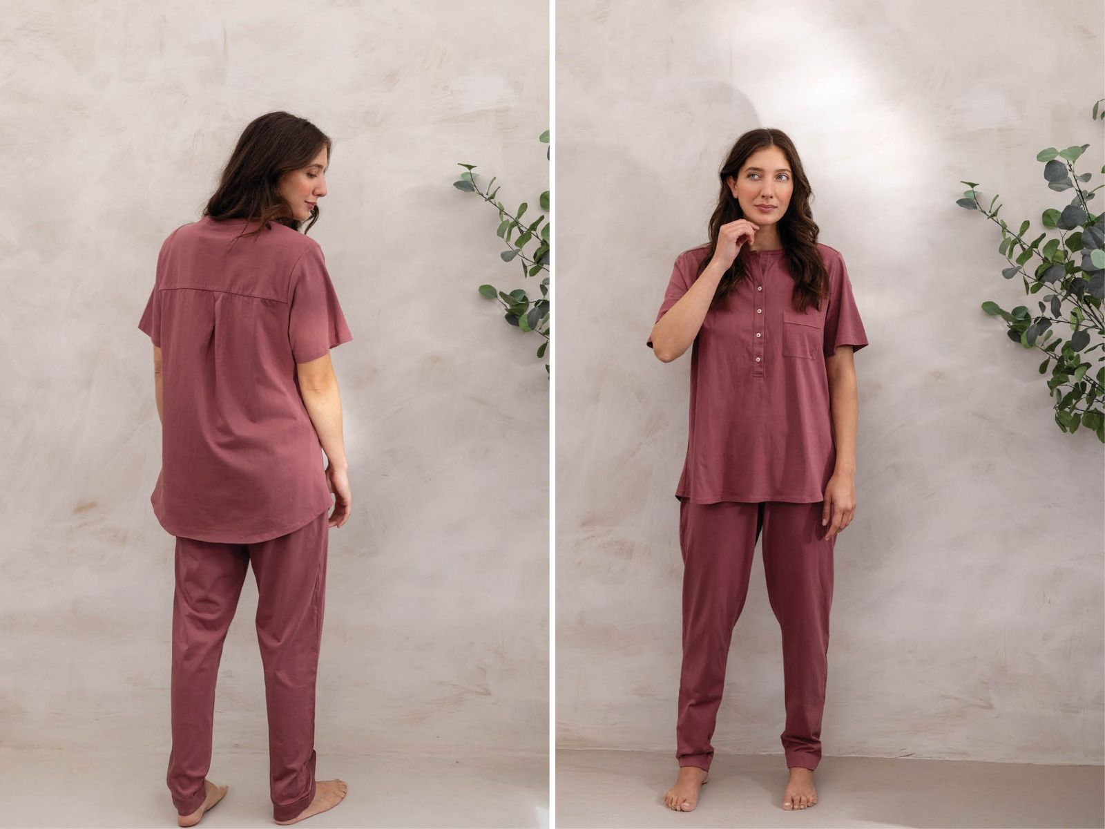 Pyjamasbyxor dam jersey evening rose