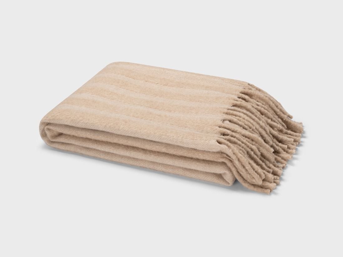 Couverture en laine d'alpaga camel 130x200