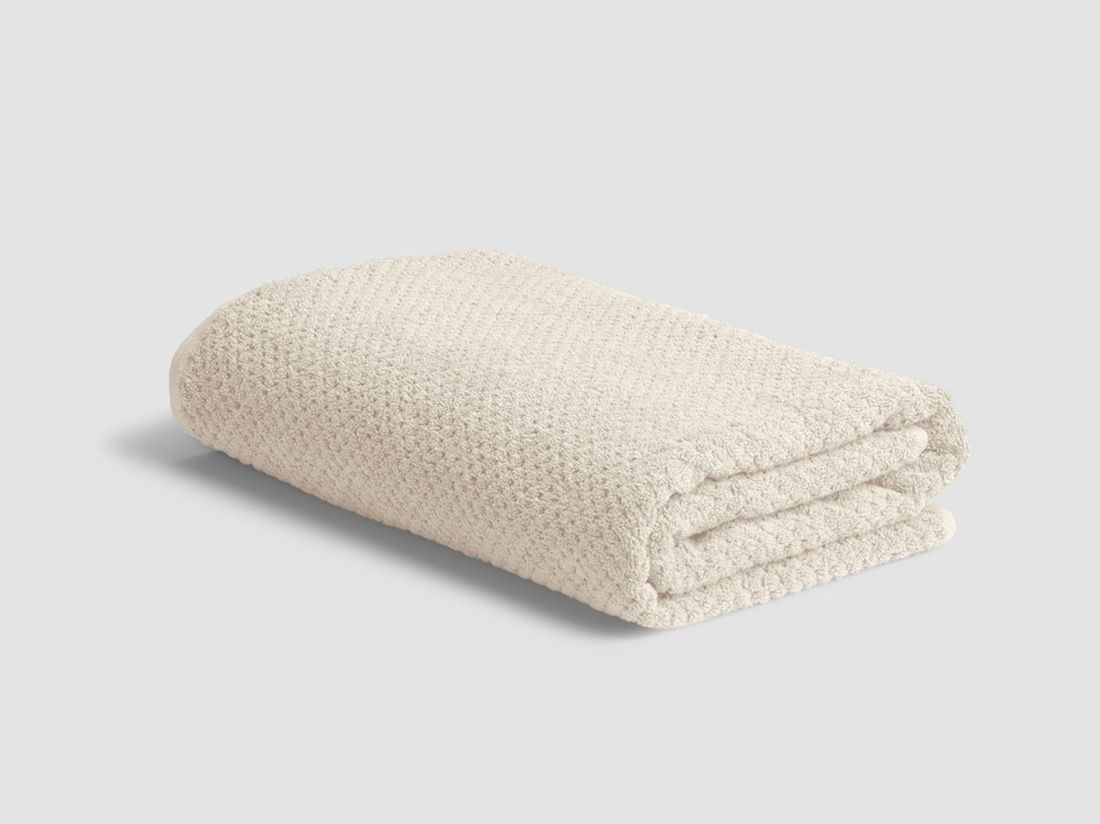 Drap de bain nid d'abeille blanc sable 100x150 - 1 pc