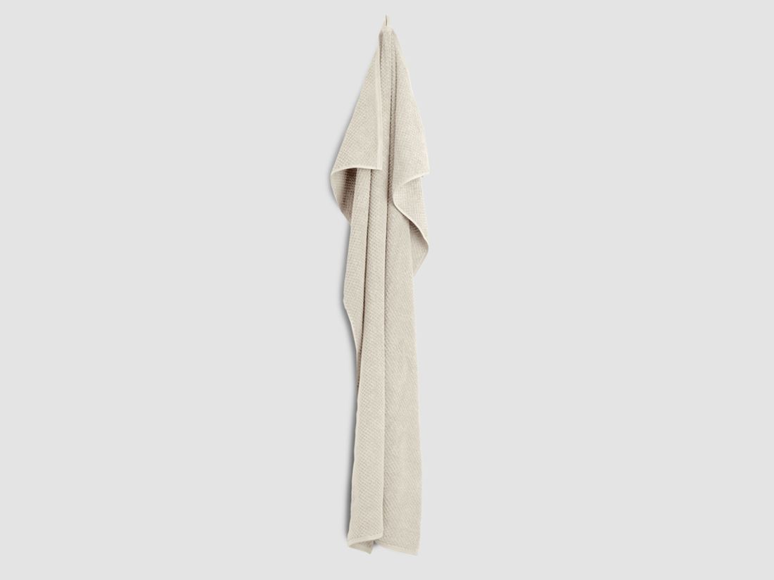 Drap de bain nid d'abeille blanc sable 100x150 - 1 pc