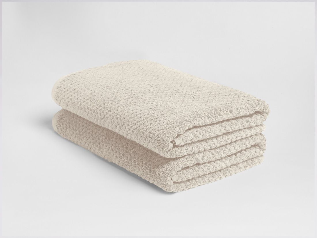 Serviette de bain nid d'abeille blanc sable 70x140 - 2 pcs