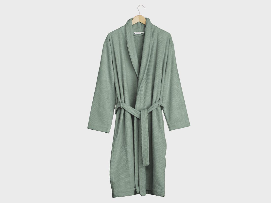 Peignoir nid d'abeille vert d'eau