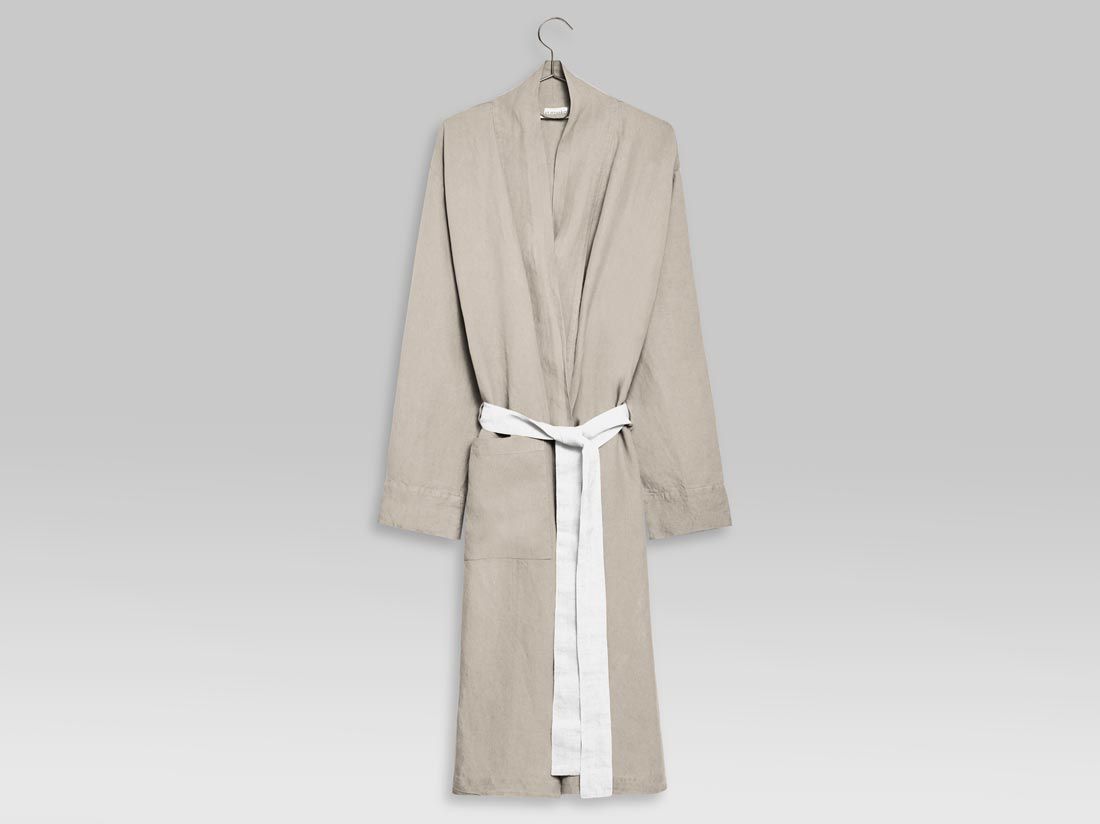Robe de chambre kimono en lin lavé naturel