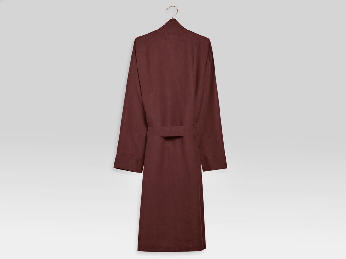 Kimono Bademantel Gewaschenes Leinen Rosewood