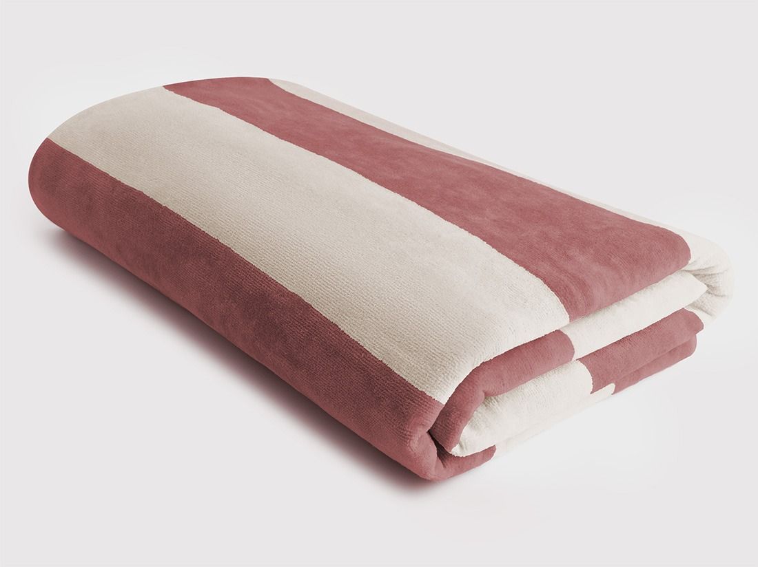 Strandlagen velour blush rose stripe 100x180 - 1 st