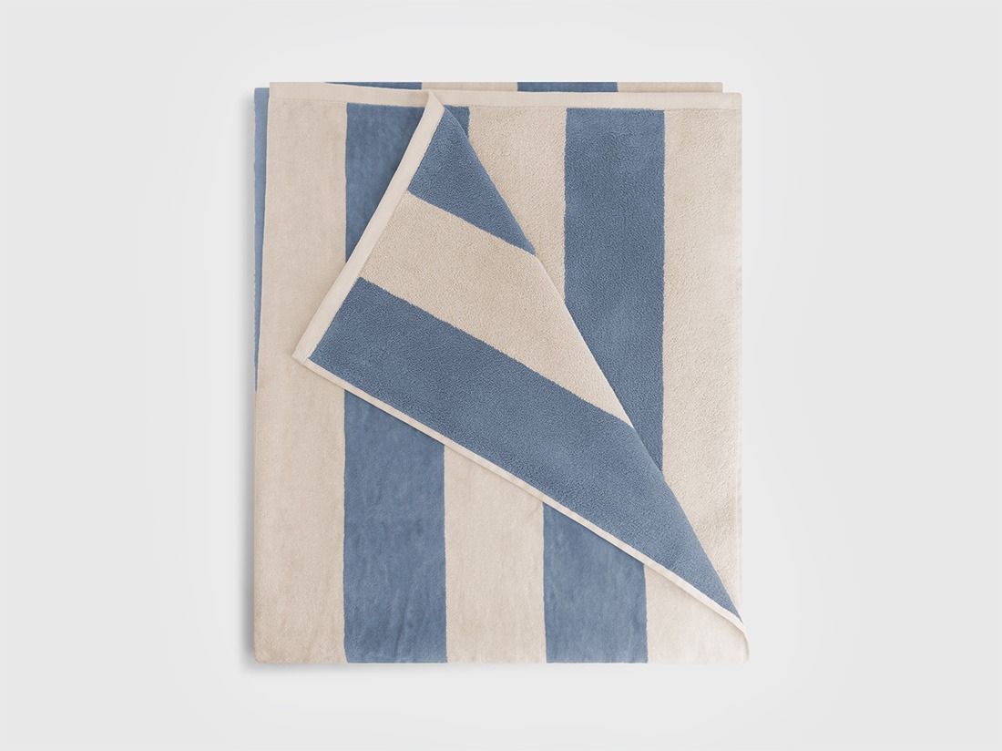 Strandtuch Velours Faded Blue Stripe 100x180 - 1 Stk