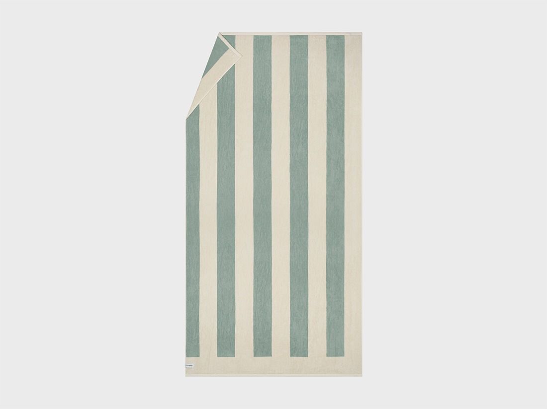 Strandlaken velours sea green stripe 100x180 - 1 st