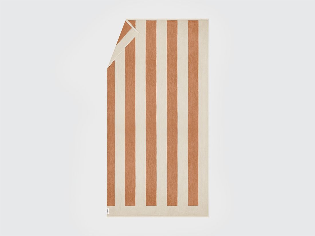 Drap de plage velours à rayures terracotta 100x180 - 1 pc