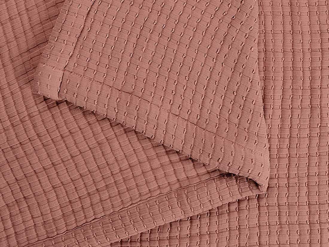 Couvre-lit en mousseline de coton stitch nuage de rose
