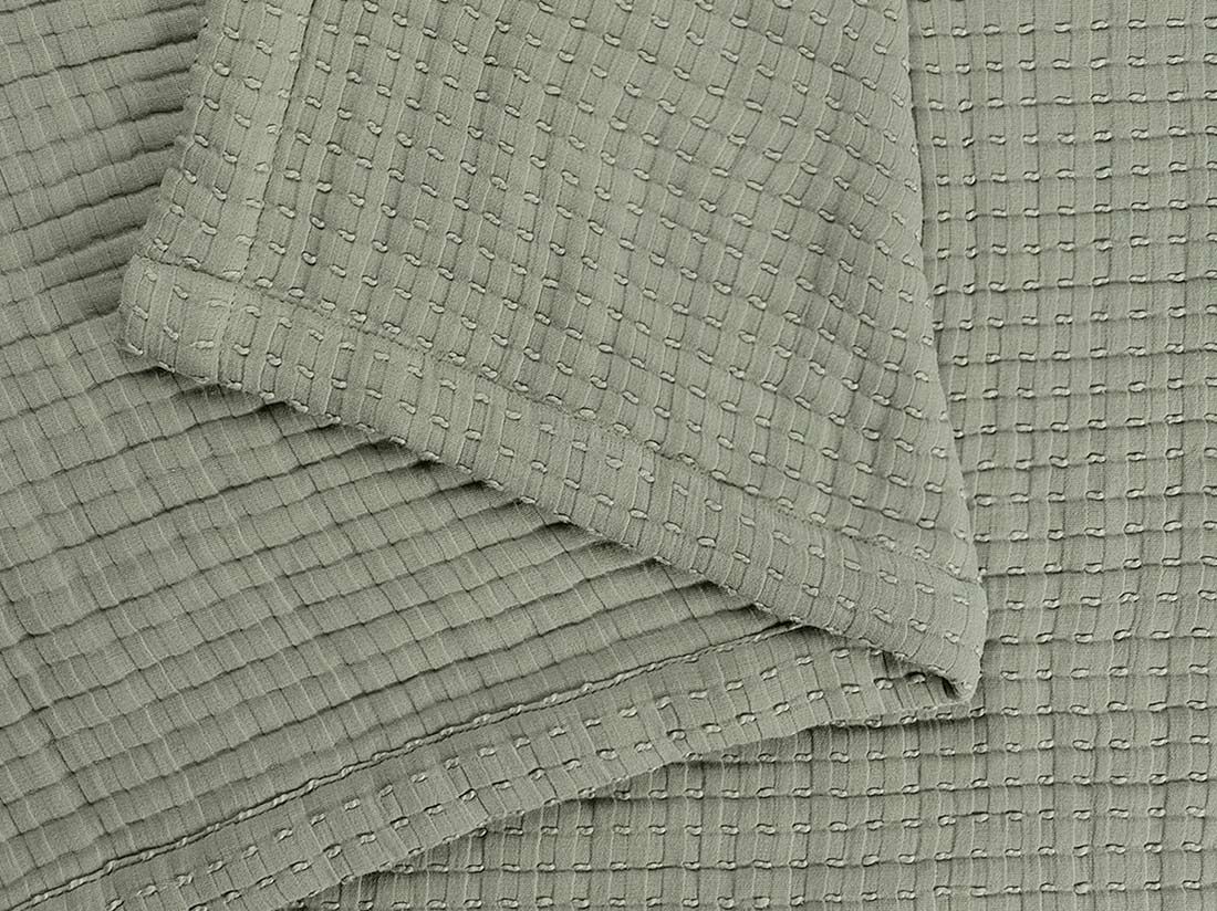 Sprei mousseline katoen stitch sage green