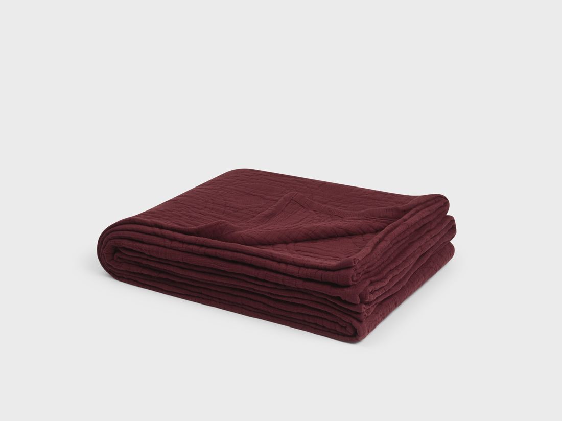 Couvre-lit en mousseline de coton arc bordeaux