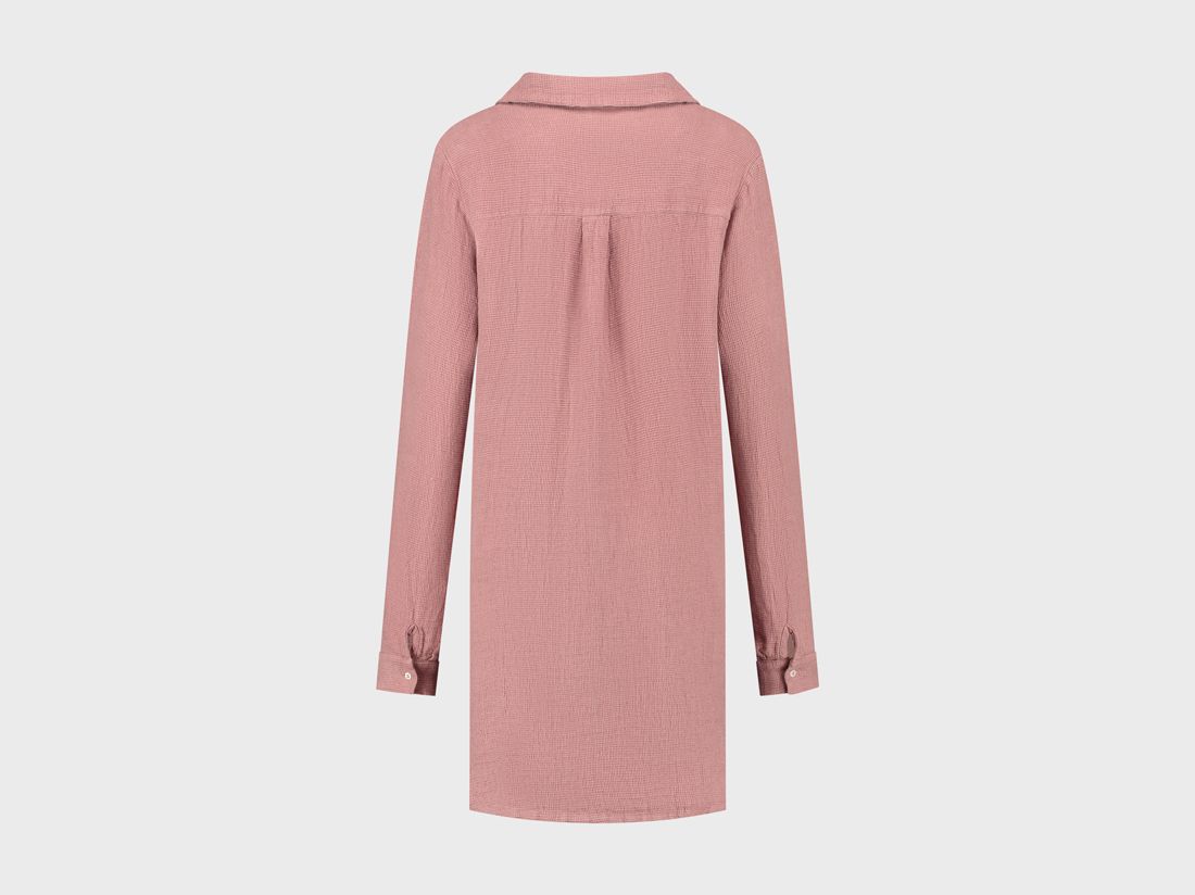 Robe chemise lin lavé gaufré rose blush