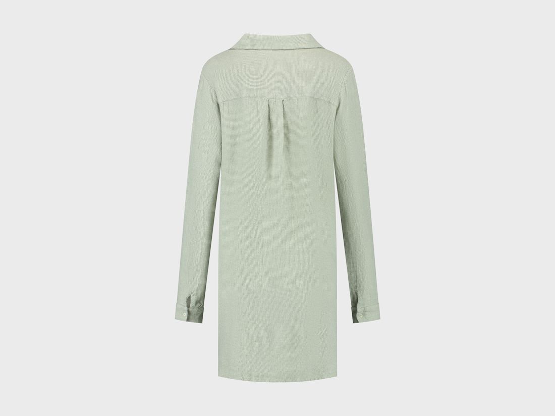 Blousejurk gewassen linnen wafel misty green