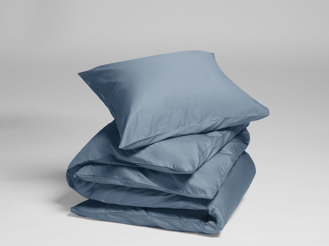 Sengesæt bomuldssatin faded blue