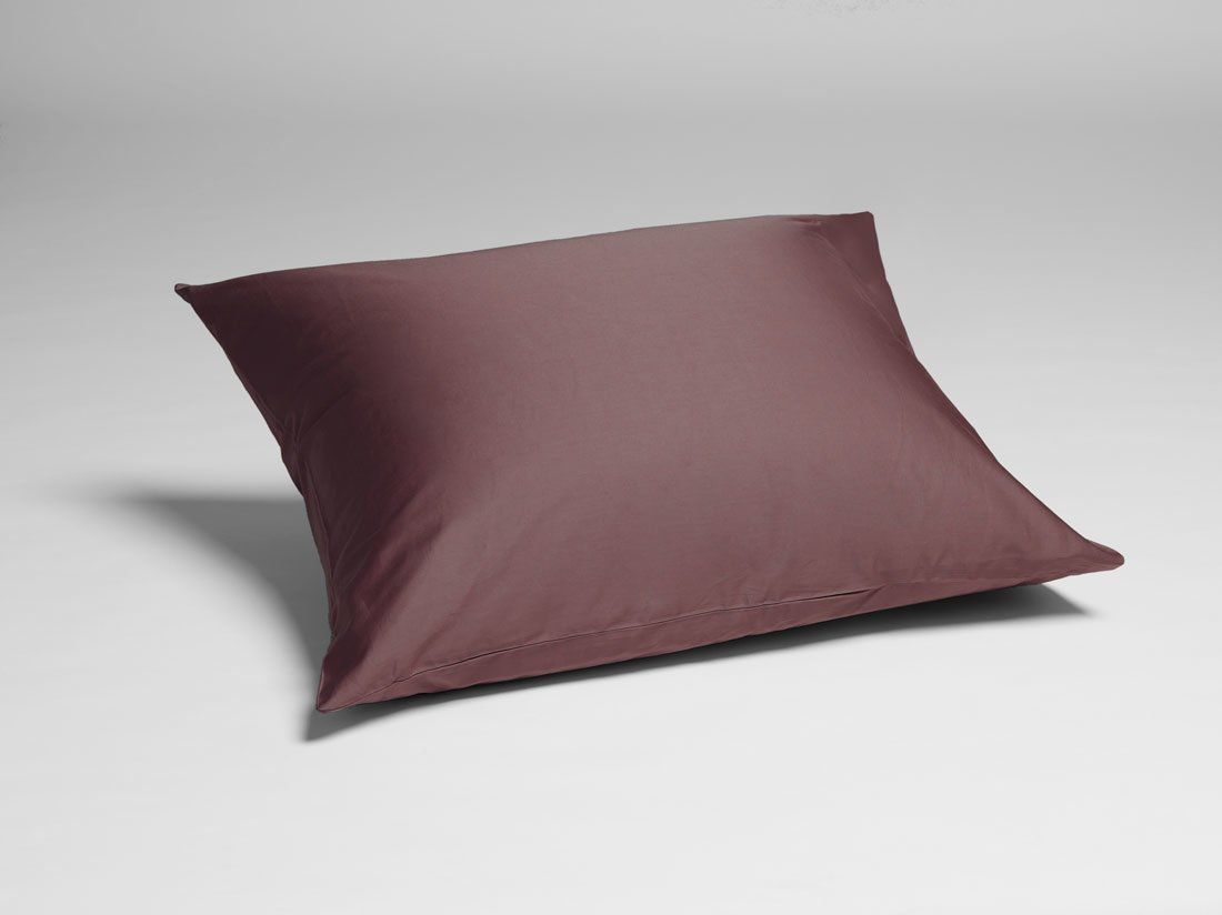 Taie d'oreiller satin de coton rose marron